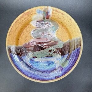 Handmade Studio Pottery Serving Plate Ceramic Glaze Artisan Abstract Decor Heavy
